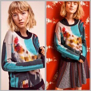 Anthropologie Multicolor Crew Neck Sweater